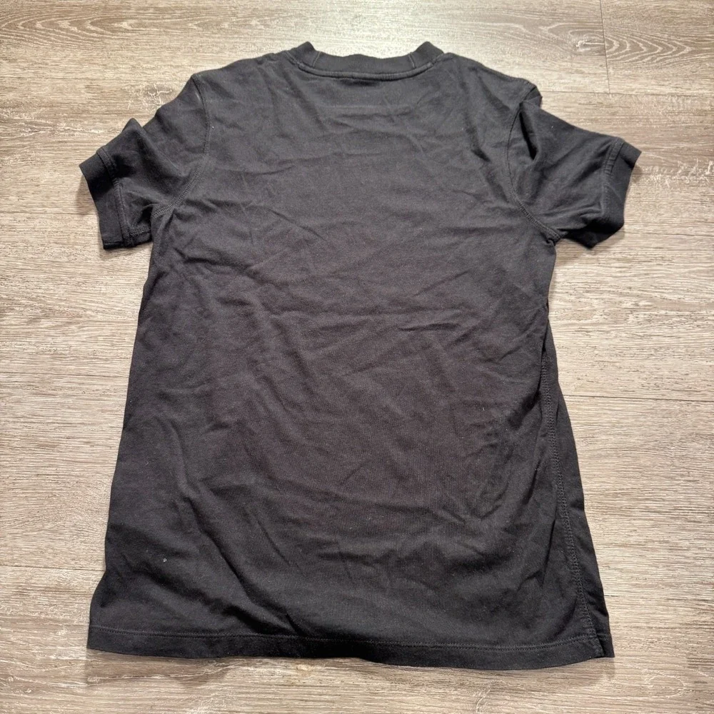 Adidas Shirt Boys Small Black Short‎ Sleeve Tee Logo Spellout Vintage Stripe